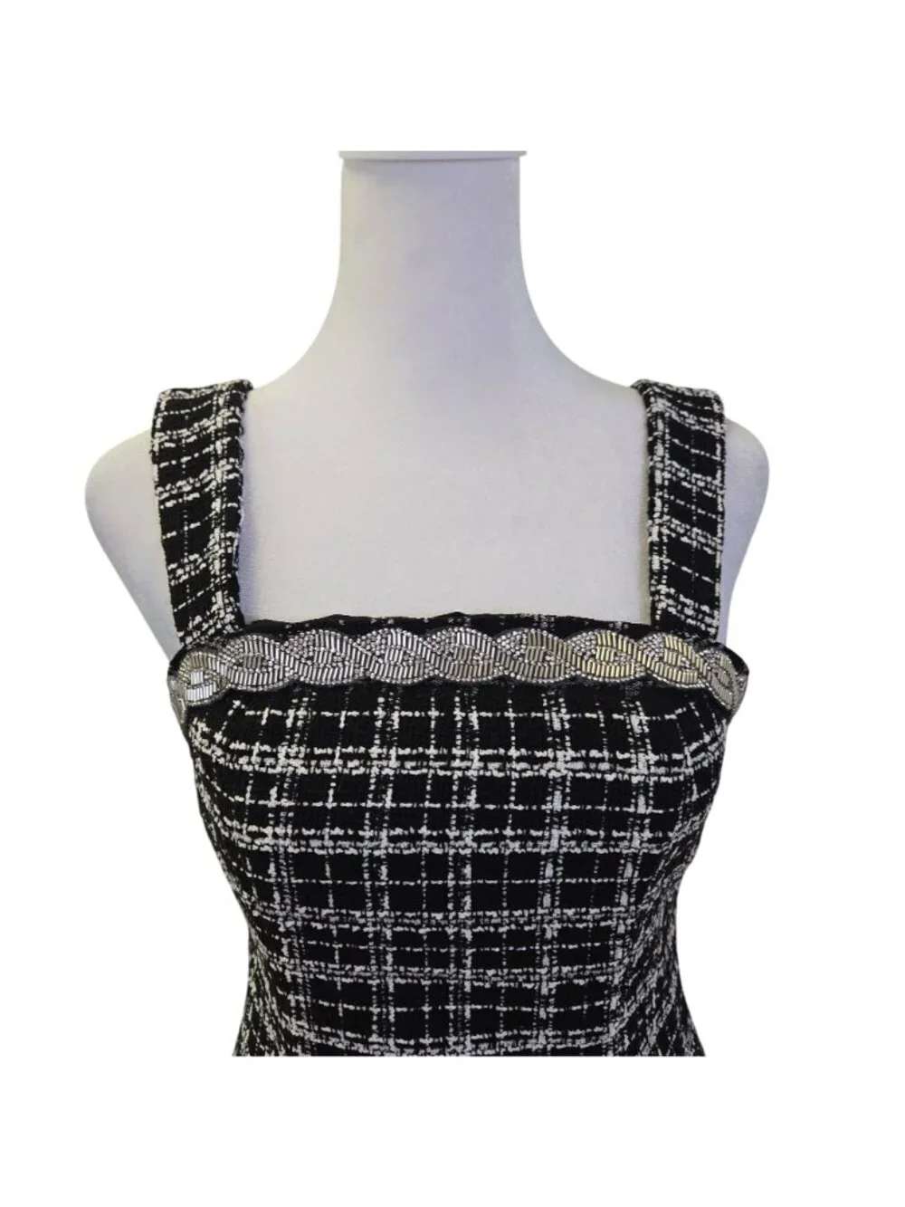 NWT Tahari ASL Boucle Tweed Mini Dress with Rhinestones Size 2 Petite - Picture 5 of 7